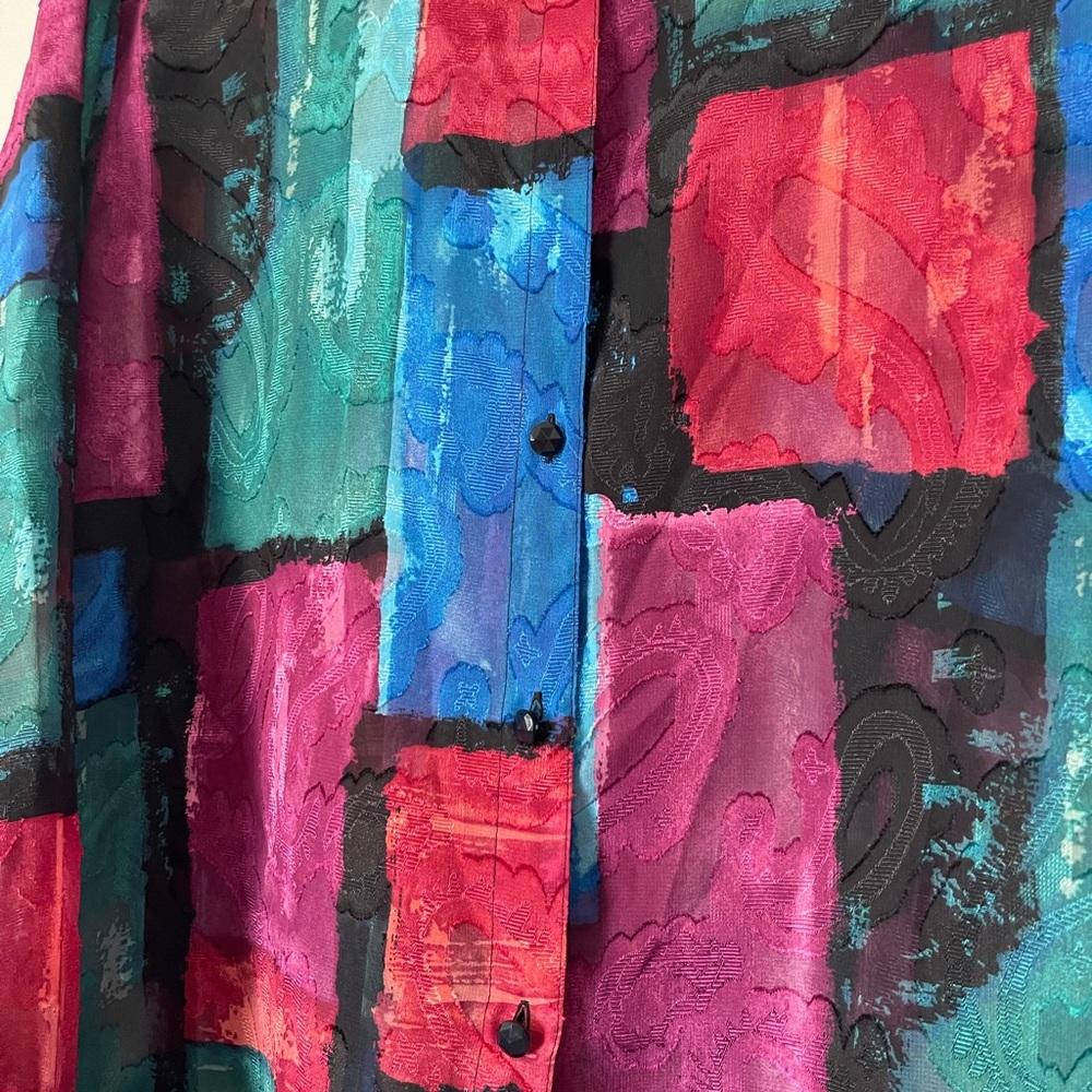 C.l.o.t.h.e.s. By Talbots Multicolor Abstract Button Down Shirt colorful - Picture 2 of 7